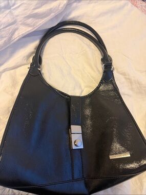 NWOT Rachel Zoe Black Patent Shoulder Bag with Silver Hardware